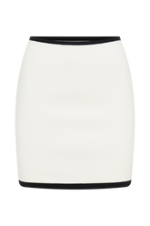 Becky Contrast Knit Mini Skirt - Ivory & Black